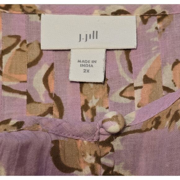 J Jill Womens Button Up Shirt Size 2X Pink Floral Print Long Sleeves Lightweight - Picture 3 of 11